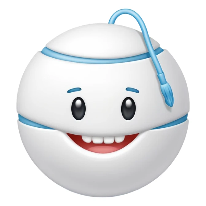 Ball of white dental floss sticker