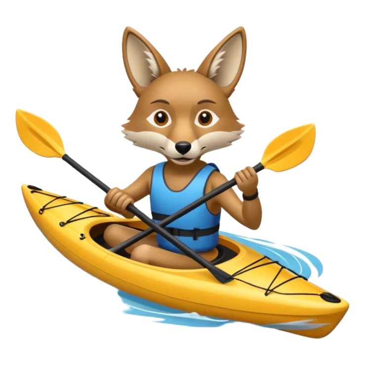 Humanoid coyote on a kayak sticker