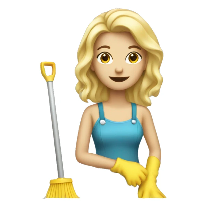 blonde woman cleaning with a mop sticker