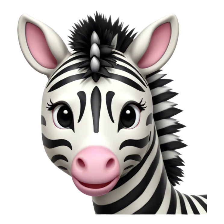 Cinematic Comical Zebra Portrait Emoji, Head tilted dramatically with an exaggeratedly amused expression, featuring a striking, glossy striped fur with bold contrasts, a refined, equine head with a long snout and alert ears, and wide, expressive eyes filled with playful disbelief, Simplified yet hilariously expressive features, highly detailed, glowing with a slightly sassy glow, high shine, dramatic yet playful, stylized with an air of cheeky savannah mischief, bright and endearing, soft glowing outline, capturing the essence of a spirited and over-the-top zebra that feels like it could prance its way into internet fame instantly! sticker