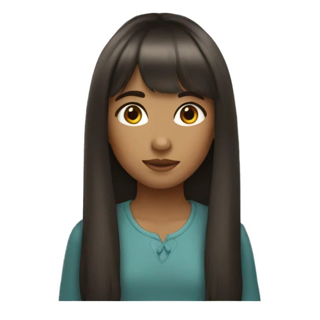 a girl with bangs long hair and brown eyes sticker