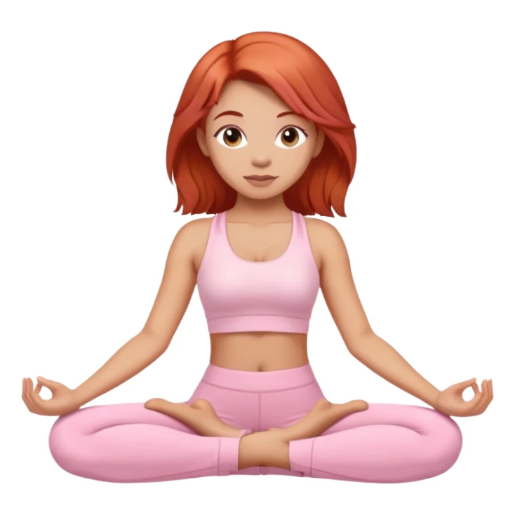 red headed yoga girl light pink clothes  sticker