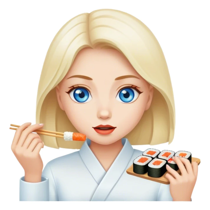 blue eyed girl portrait eating sushi sticker