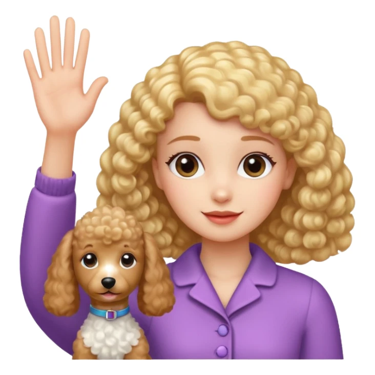 Poodle And girl say goodbye sticker