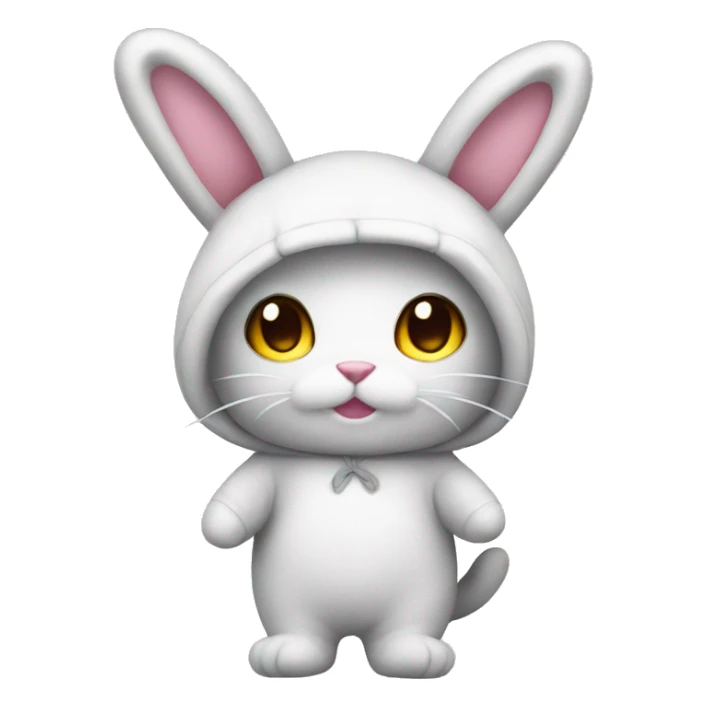 standing cat plushie IN A BUNNY COSTUME sticker