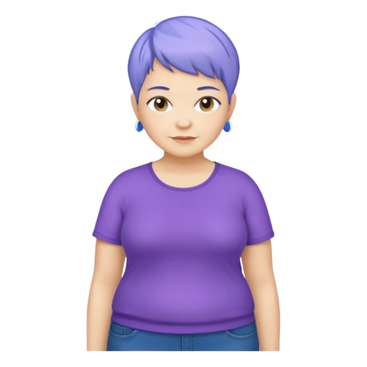 mujer mayor un poco gorda pelo azul o morado pixie cut barriobajera sticker
