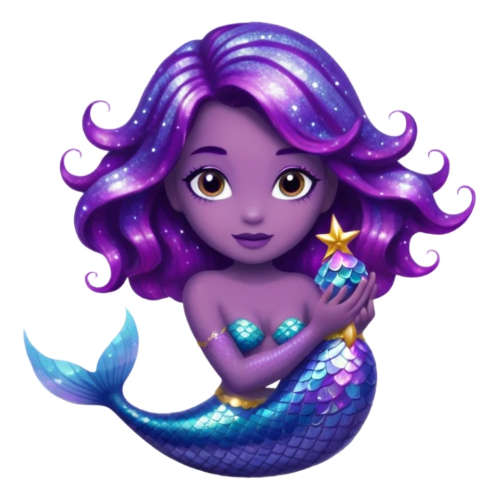 glitter purple mermiad sticker