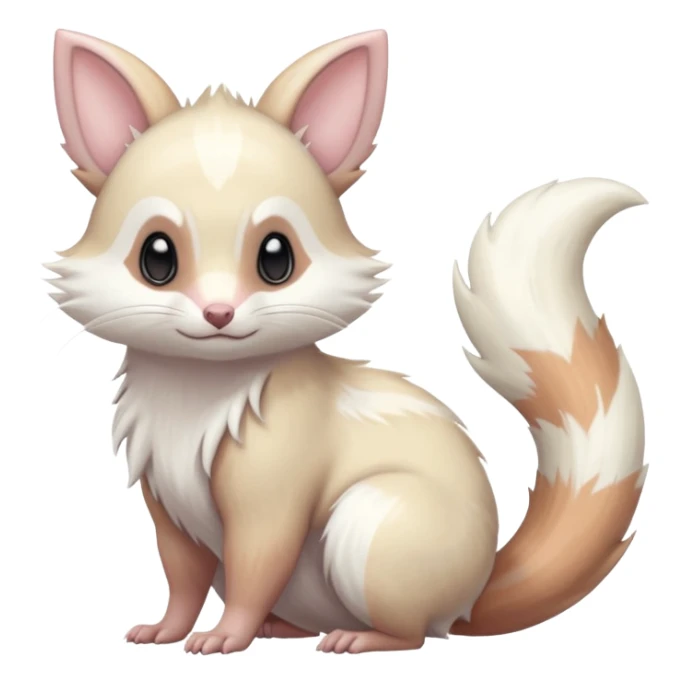 White Silvery Light Grey Pastel Albino Furret-Linoone-Eevee-fusion sticker