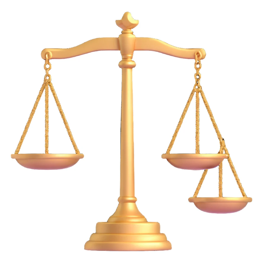 3D scales of justice with gavel sticker
