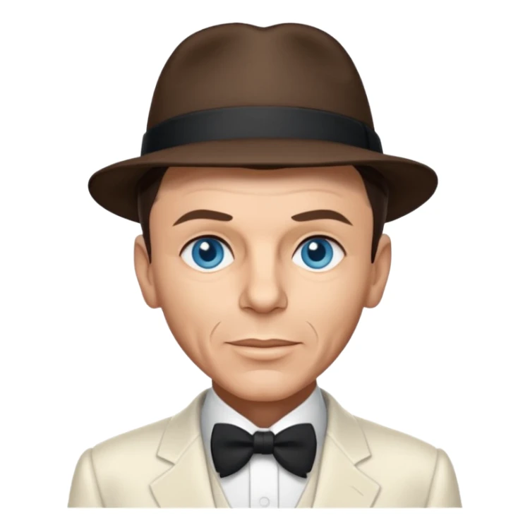 Frank Sinatra with blue eyes, dark brown hair, ivory outfit sticker