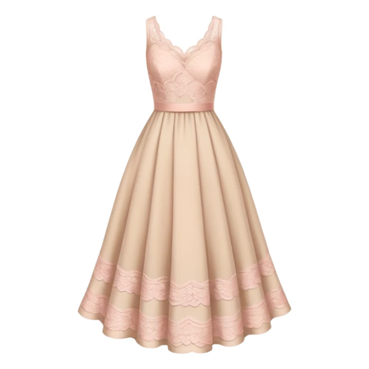  beige dress with pale pink and lace sticker