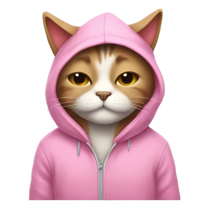 sleepy cat with a pink hoodie sticker