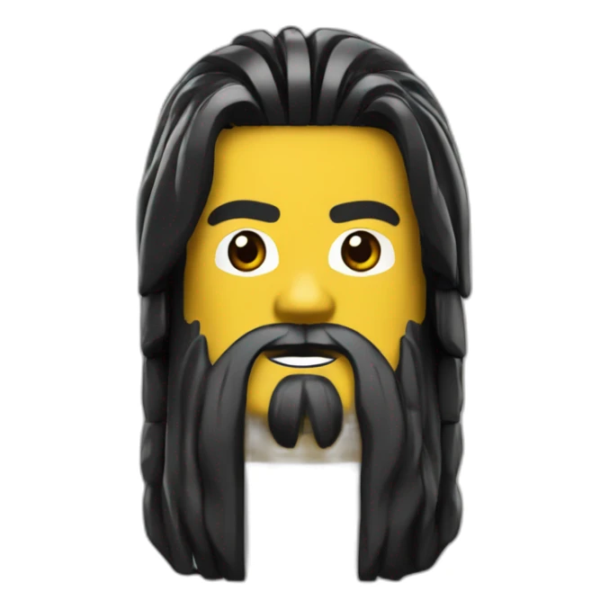 lego head with beard and long black hair sticker