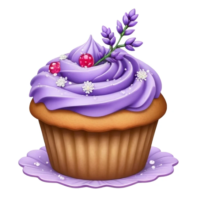 Lavender flower sprig muffin with berry and sugar crystals sticker