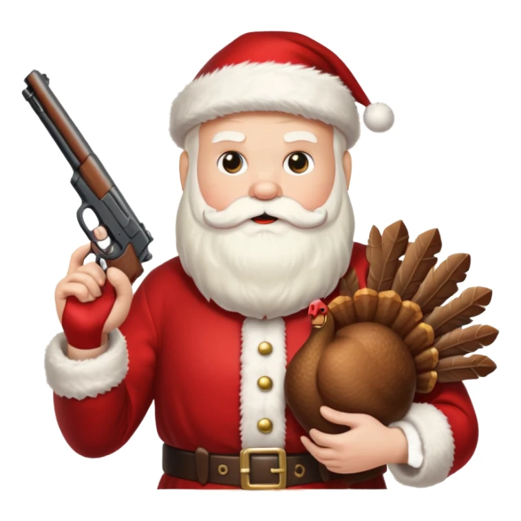Santa holding a gun shooting a turkey sticker