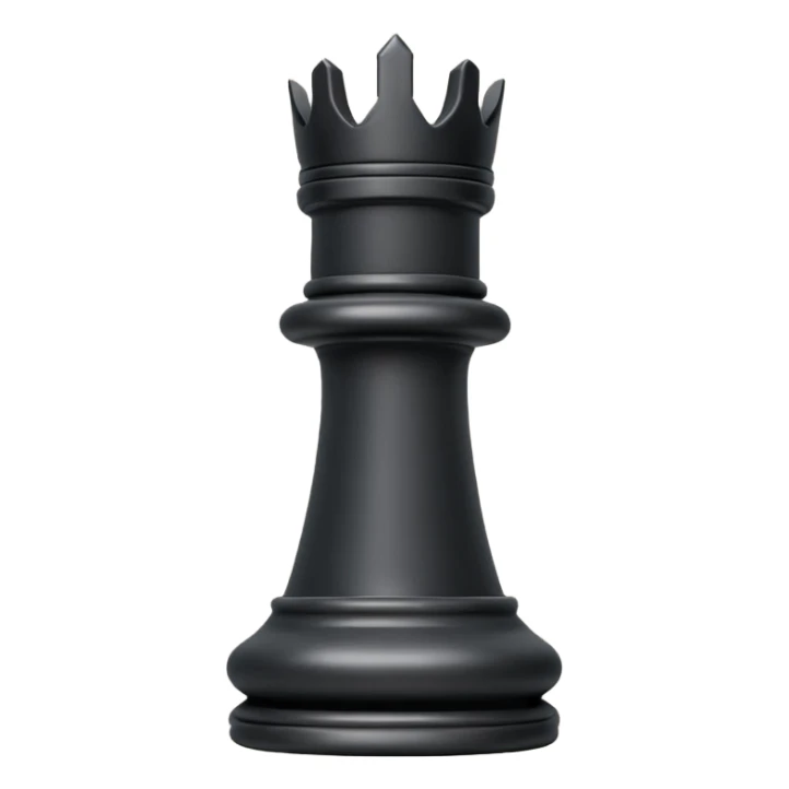 black rook chess piece emoji, classic castle tower shape, blocky top sticker