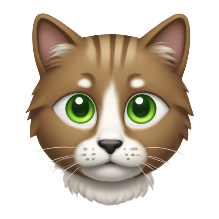 Cat with green eyes, brown fur and white fur on face sticker