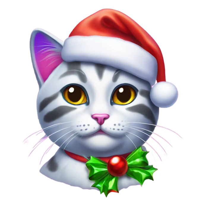 Lisa frank Christmas cat with Santa hat sticker