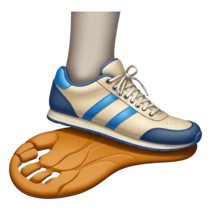  a foot wearing a sneaker pressing on the ground, leaving a visible shoe print beneath. Rounded, glossy, smooth, soft shadows, white background.


 sticker