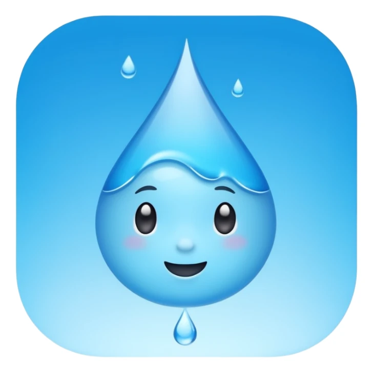 A single water droplet emoji, iPhone emoji style, glossy and smooth, cartoonish, vibrant sky blue color, high detail, simple and cute design, isolated on white background, centered composition


 sticker