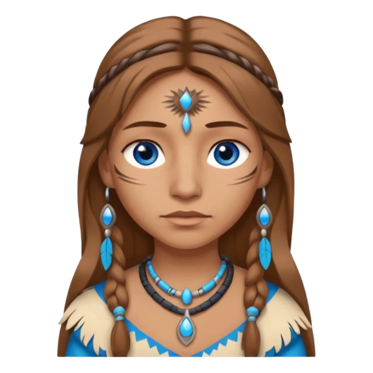 can you make a light native American emoji with light brown hair and blue eyes  sticker