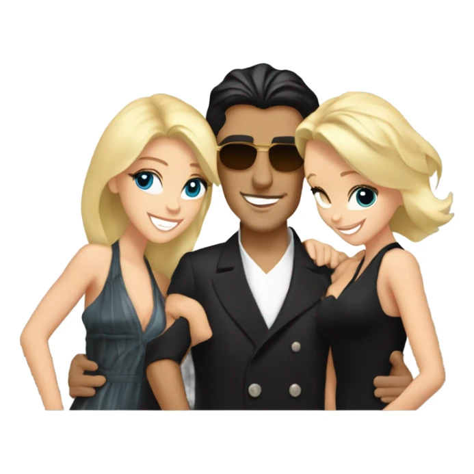 Tony Montana happy with 2 beautiful blondes with their arms around him sticker