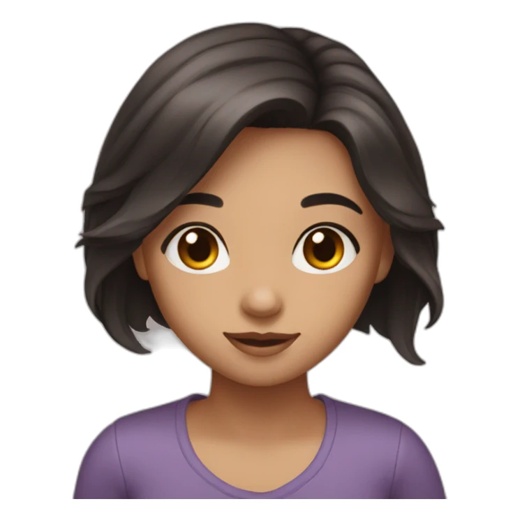 girl with dark long hair brown eyes sticker