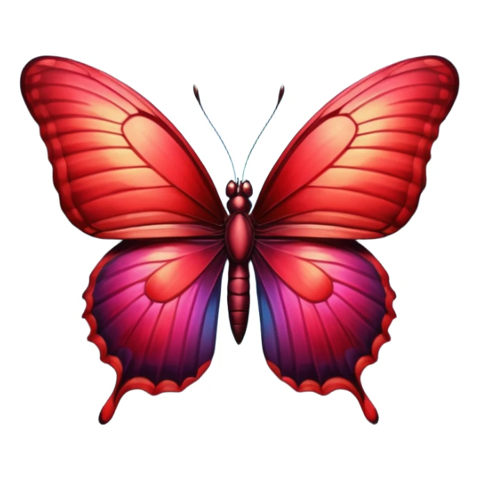 Dark red butterfly with ultra detailed wings, 3D rendering  sticker