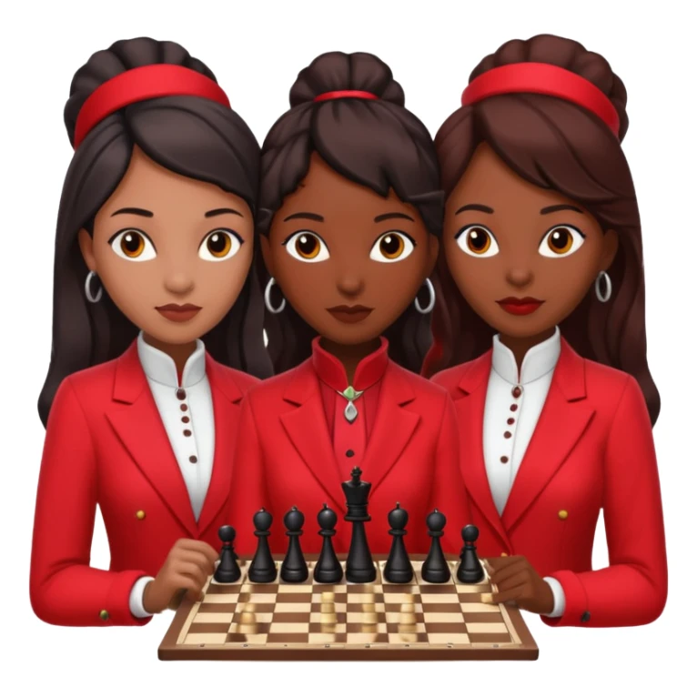 black woman chess players in red outfits sticker