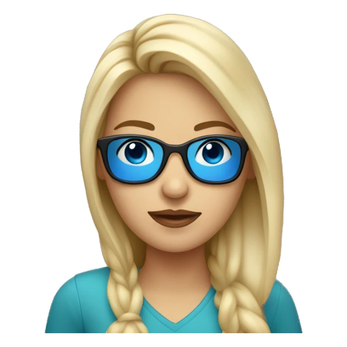 mujer rubia con pelo largo y ojos azules con gafas sticker