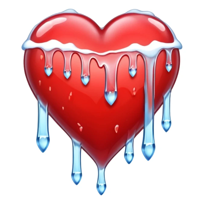 cold heart , red heart with icicles dripping on the bottom sticker