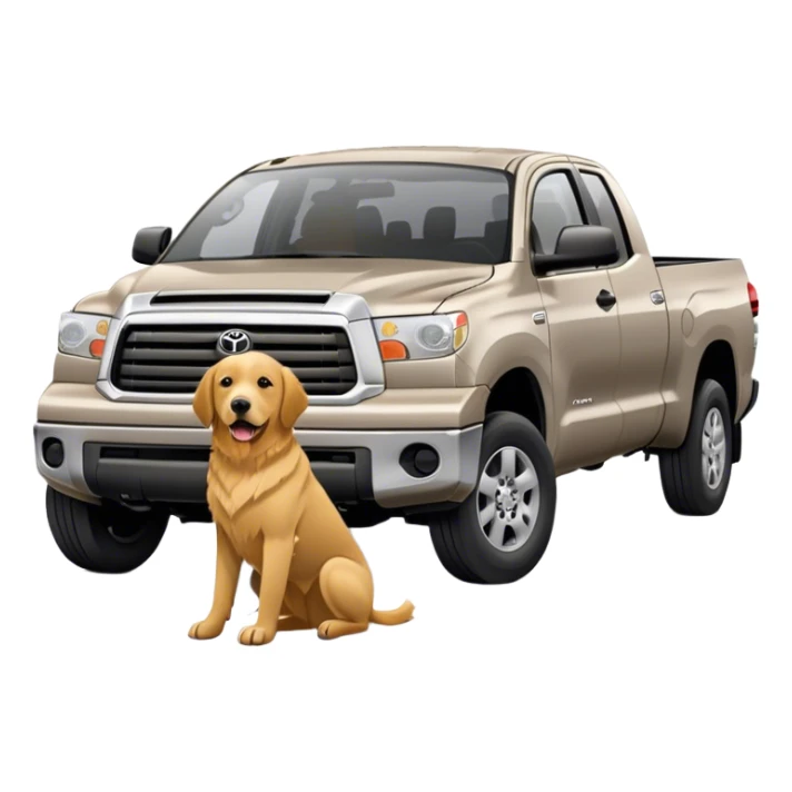 Gray 2008 Toyota tundra with golden retriever in front  sticker