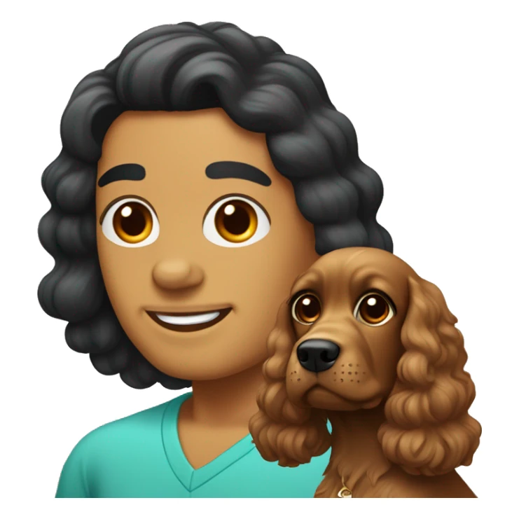 A cocker spaniel with a short beard Latin man and a Latina with thick brows  sticker