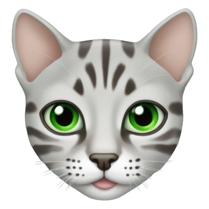 Face of bengal silver cat with Green ligth eyes sticker