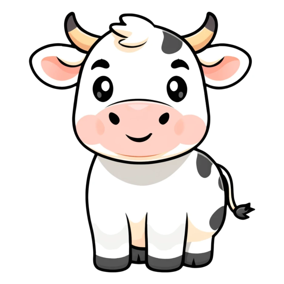 White cow with adorable expression, cute face that makes you say awww sticker