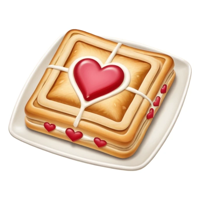 Toaster strudel pastry with hearts sticker