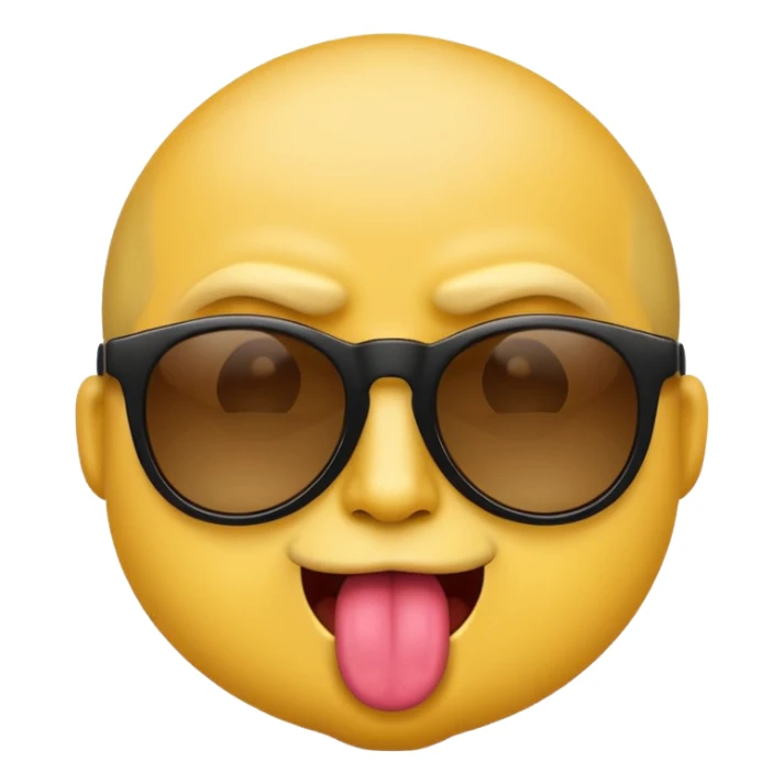 arrogant emoji wearing dark sunglasses sticking its tongue out sticker