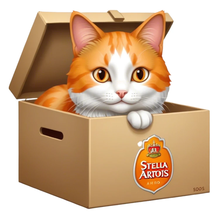 Cat inside a box of Stella Artois sticker