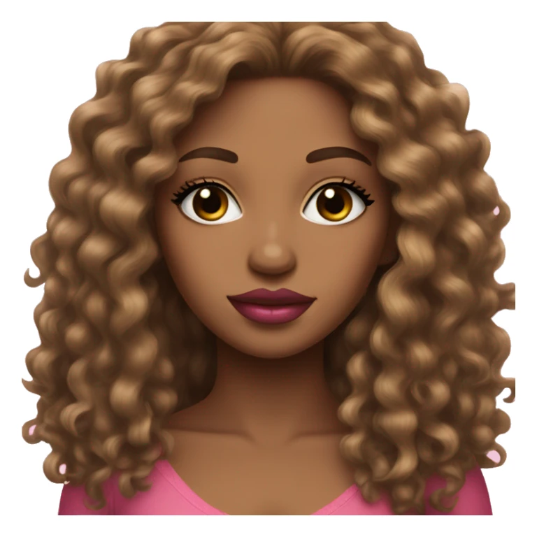 light brown skin long curly hair long eyelashes pink lips woman sticker