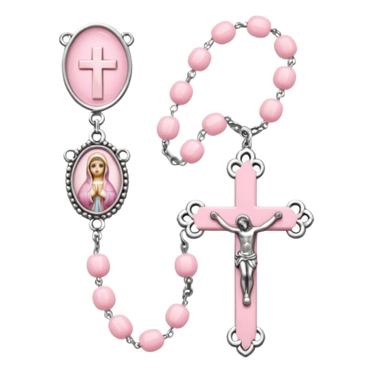 Beautiful dainty baby pink catholic rosary sticker