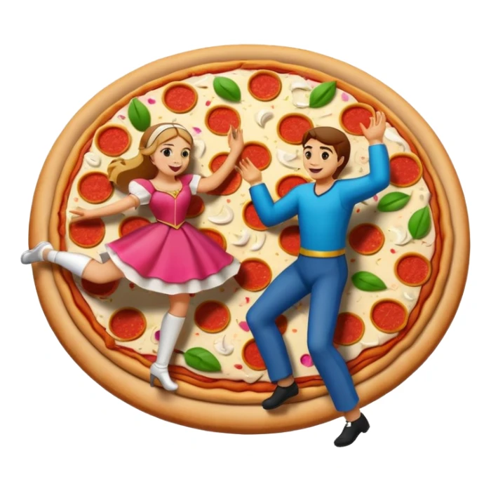 romeo et juliette qui dansent sur une pizza sticker