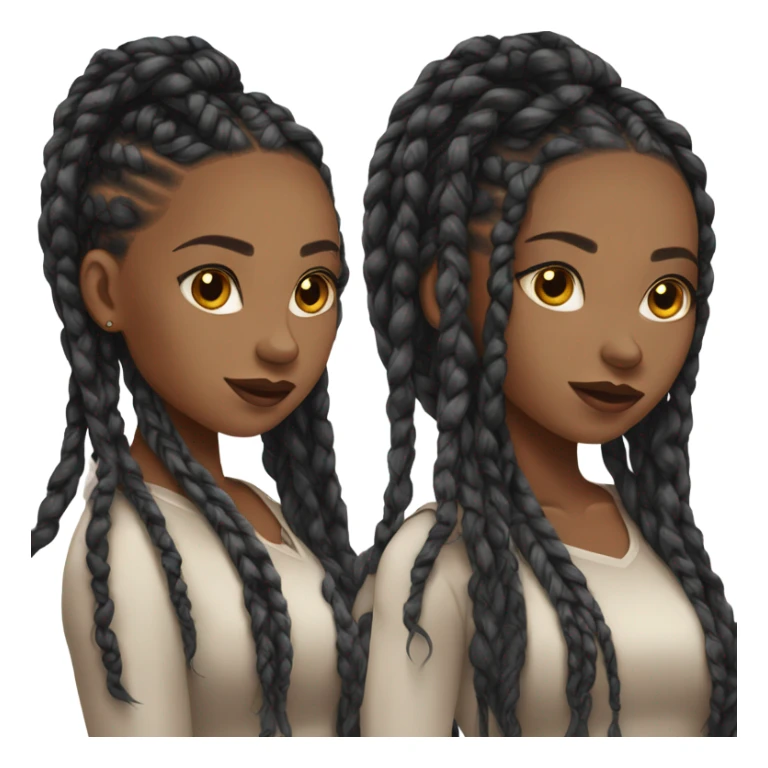 black woman with black down braids and top sticker