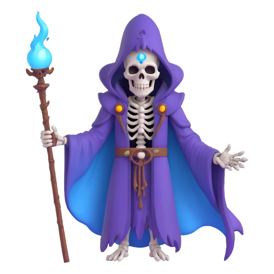 sinister skeletal lich mage with skull staff and dark magical aura sticker