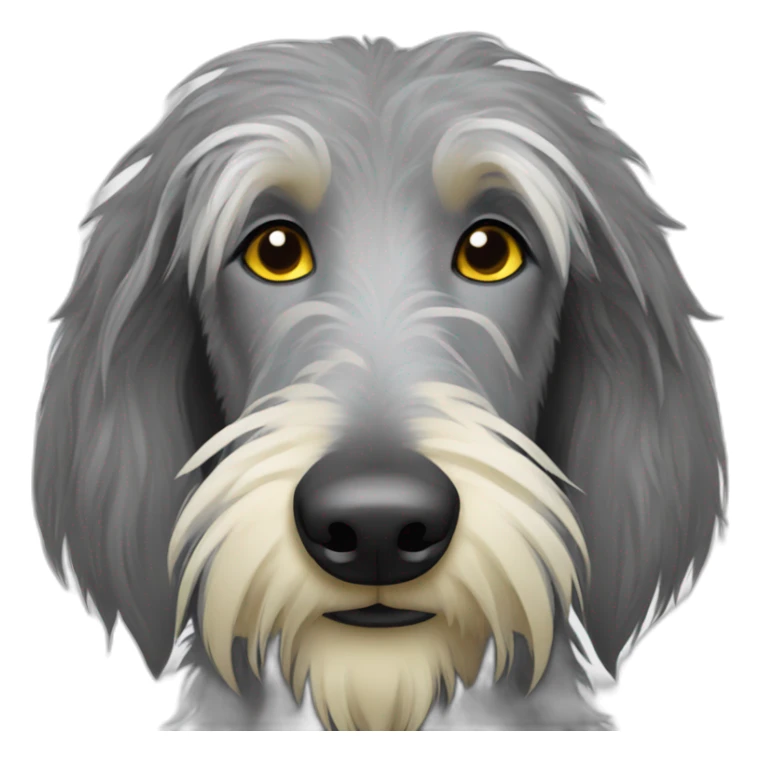 Scottish deerhound with yellow fur, white nose sticker