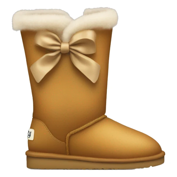 Uggs boots with a little tan bow on the side sticker