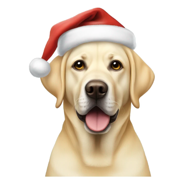 Yellow English lab wearing Santa hat sticker