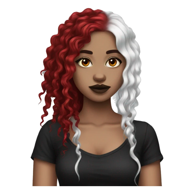 goth girl curly black and red hair sticker