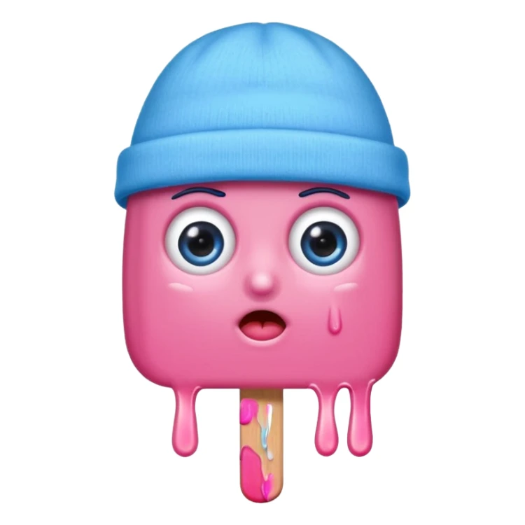 pink popsicle with eyes and beanie sticker