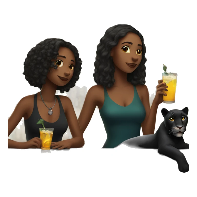 girls enjoying drinks at bar with a panther sticker