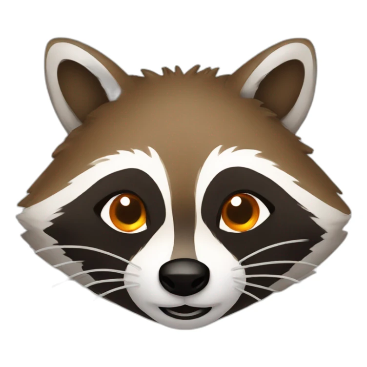 brown raccoon with orange eyes and a dark green hood that is smiling sticker